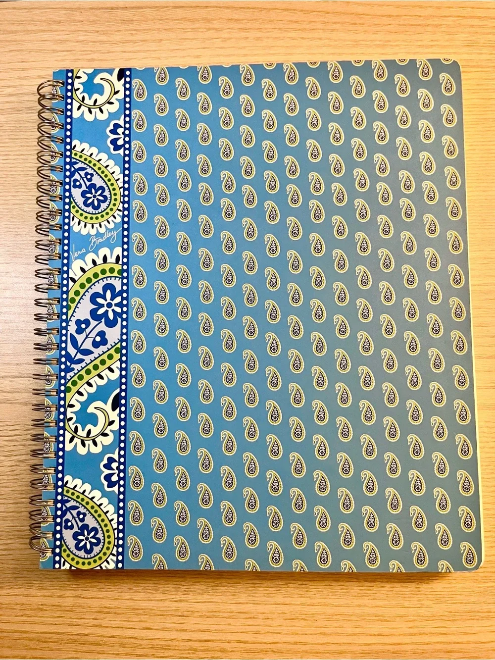 Vera Bradley Blue Paisley Large Spiral Notebook 1 Subject Lined Pocket 11x9